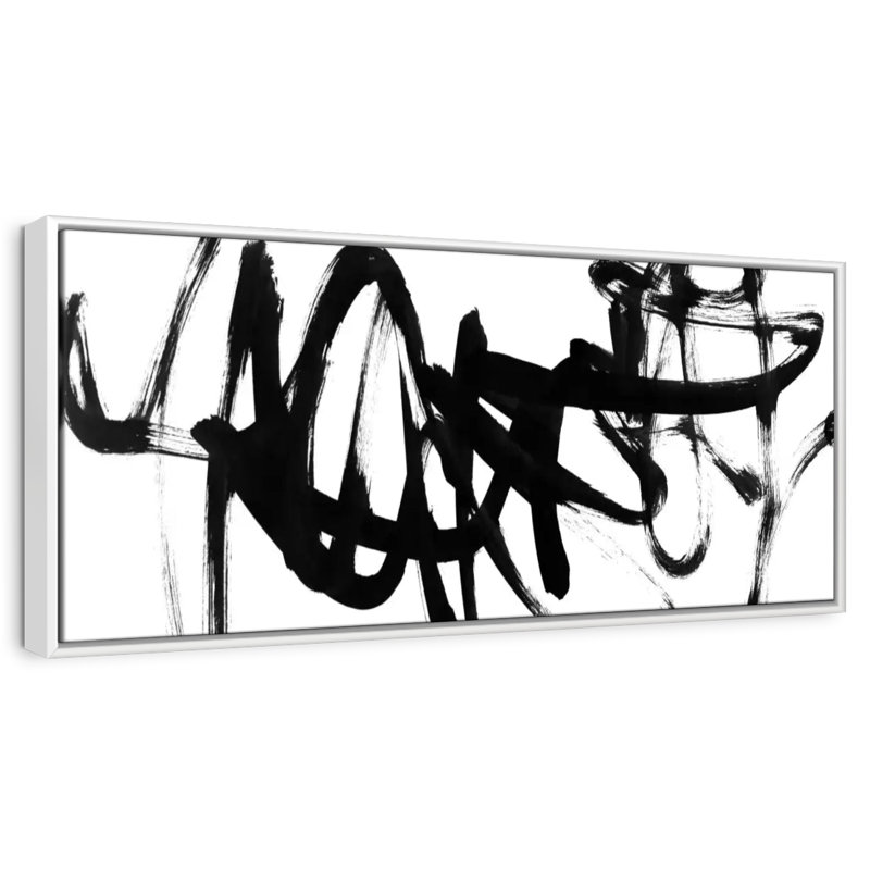 Blanc à noir Higley V, 57" X 19", Floating Frame White