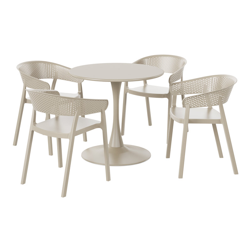 Ensemble repas extérieur pour 4 personnes, H 29 po x l 31,5 po x P 31,5 po, Beige, 4