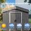 6 x 4 FT Garden Shed Storage Tool Shed with Sliding Doors, Grey-114009774-114009777