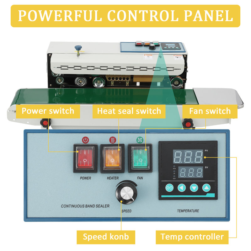 Continuous Band Sealer, Fr900k Automatic Horizontal Band Sealer 110v, Band Sealer With Digital Temperature Control