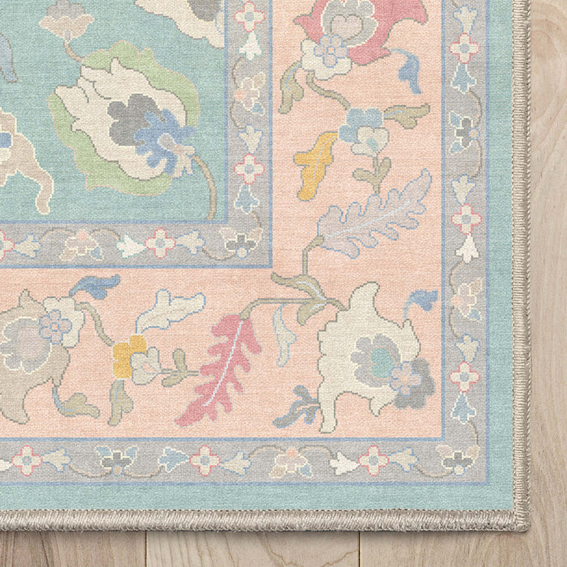 Bungalow Rose Adrith Konya Updated Traditional Oriental Pastel Green Area Rug, Rectangle 7'7" x 9'10"
