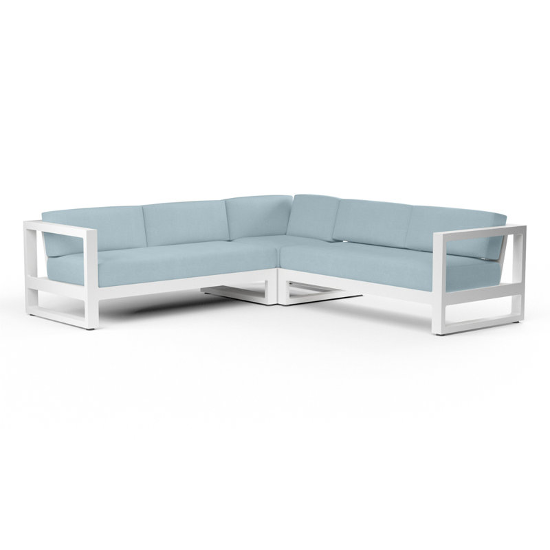 Newport 96.07'' Wide L-Shaped Aluminum Patio Sectional with Sunbrella® Cushions, Canvas Skyline Sunbrella®