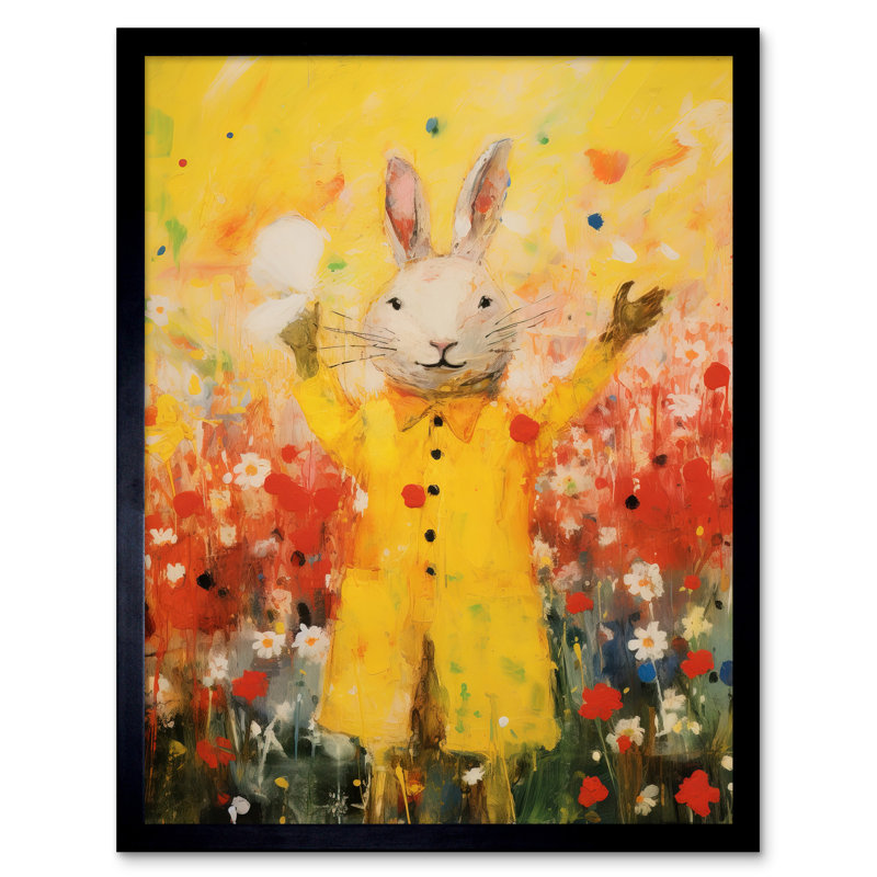 Rabbit In A Yellow Rain - Single Picture Frame Print
