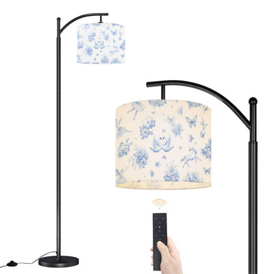 Lampe sur pied à arche romantique Toile de Jouy, ballerine transparente, cygne, Pégase, lampes sur pied rétro bleues avec télécommande, abat-jour réglables, grandes lampes debout pour le bureau de lecture, salon