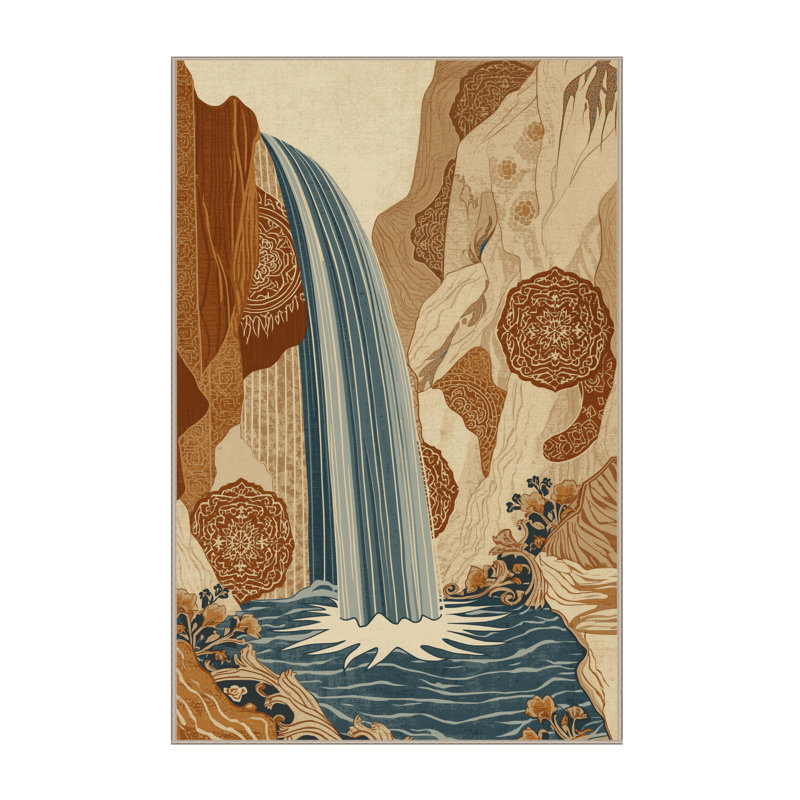 Machine Washable Outhe Classic Oriental Rug in Brown – Beige Binding, 3 x 5