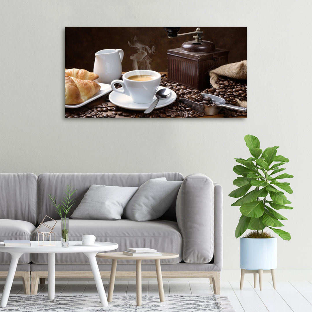 Croissants und Kaffee - Ungerahmte Kunstdrucke auf Leinwand