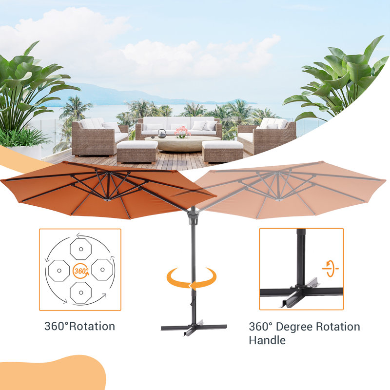 Parasol en porte-à-faux décalé octogonal 11 pi avec contrepoids Alfiere Alfiere, Rouge