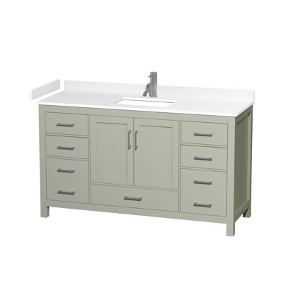 Meuble-lavabo simple autoportant 60 po avec plateau en marbre Sheffield