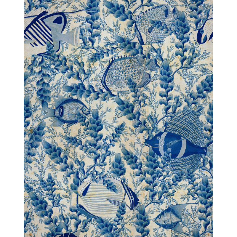 Sundance Villa Wallpaper Roll, Indigo/Taupe