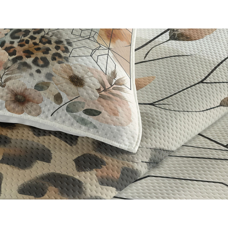 Polyester Floral Coverlet, King Coverlet + 2 Standard Shams
