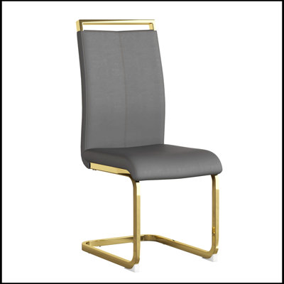 Chaise de salle à manger, chaise d'appoint rembourrée à haut dossier avec pieds en métal en forme de C et revêtement en métal 2081CBB8F6F9414380FE0530927BBAC3