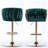 Set of 2 Velvet Upholstery Bar Stools – Chrome Footrest, Swivel, Height Adjustable Design for Kitchen or Bar-289279594