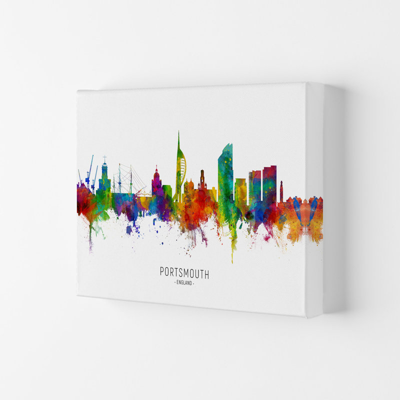 Portsmouth England Skyline by Michael Tompsett - Print, Wrapped Canvas, 42cm H x 59.4cm W x 4cm D