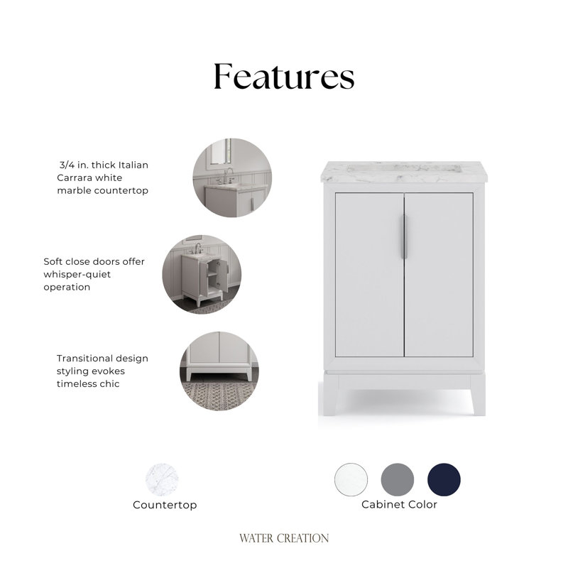 24" Single Bathroom Vanity Set, White