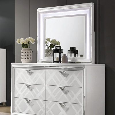 Miroir contemporain l 47,4 po avec DEL, blanc