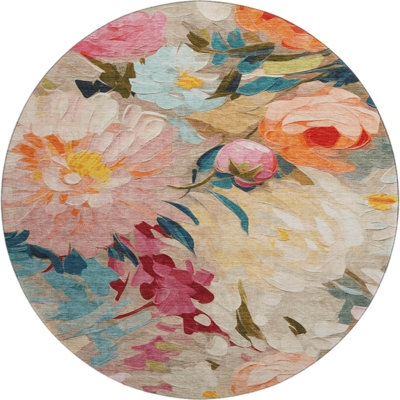 Premium Machine Washable Mayfield AMF2264 Floral Rug