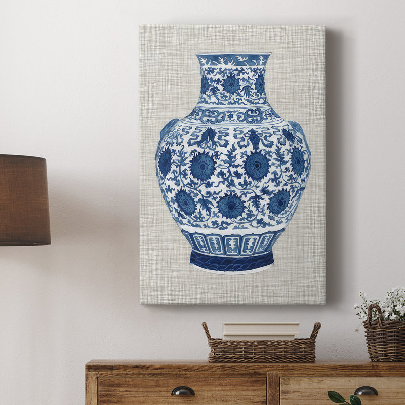 Vase Ming sur lin V - galerie sur mesure, H 18 po x l 12 po
