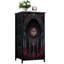 Commode de rangement verticale 4 tiroirs gothique cathédrale arche victorienne foncée avec tiroirs en tissu