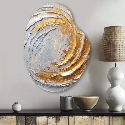 Eton - Abstract Spirals Asymmetrical Metal Wall Decor, Gold Irregular Shape Metal Art Print