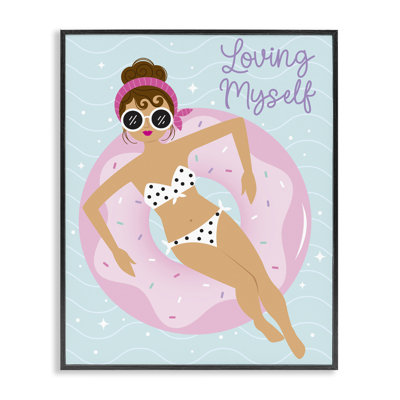 Loving Myself Girl in Pool Framed Giclee Art by Ilis Avilés