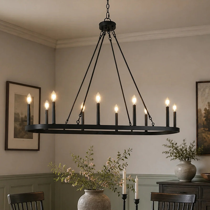 Luminaire suspendu ovale surdimensionné pour îlot de cuisine à 10 lumières l 50 po Otho
