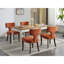 Ensemble de chaises de salle à manger de style Mid-Century moderne, ensemble de 2 chaises d'appoint rembourrées en tissu de lin ferme avec dossier en cuivre, chaises de cuisine avec structure en bois franc-469775394