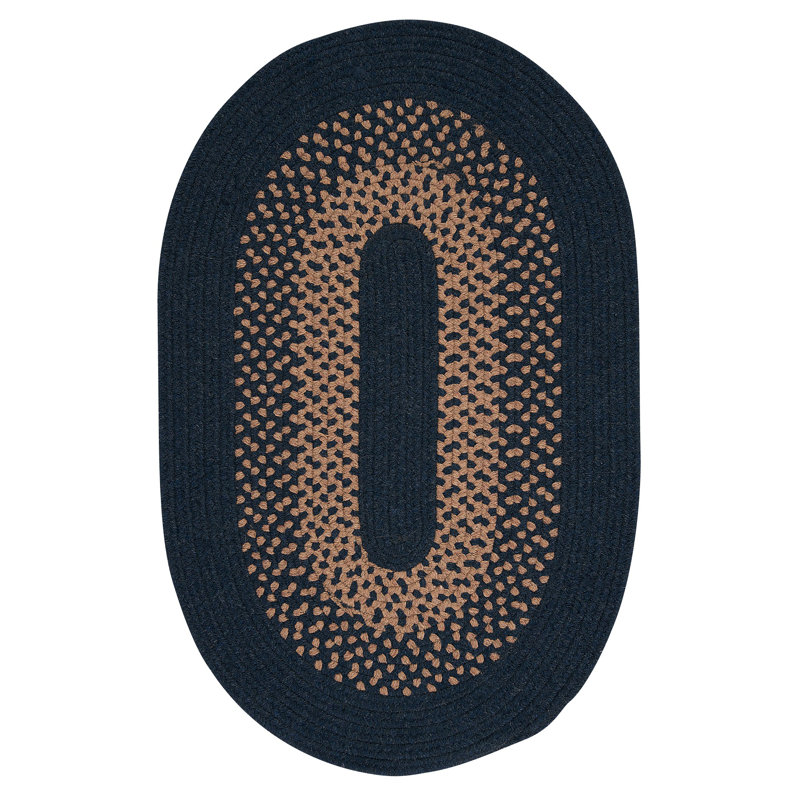 Tapis réversible en mélange de laine Lionel - Lune bleue, Ovale 8 pi x 10 pi