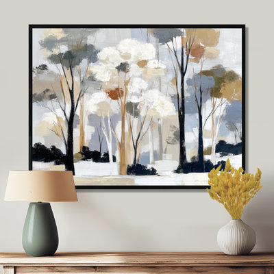«White and Black Birch Trees Forest Panorama - Birch», reproduction d'art sur toile
