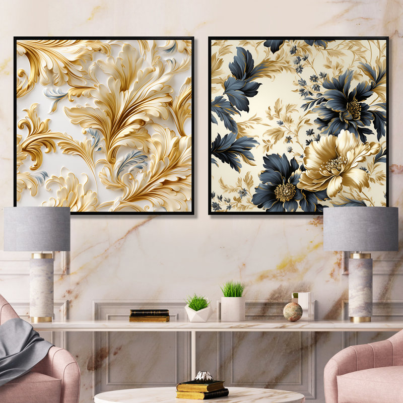Kellum - Ensemble de 2 reproductions d'art sur toile, Cadre flottant noir, H 16 po x l 33 po x P 1 po