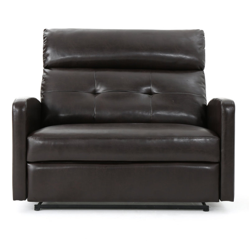Wamsutter Manual Push-Back Recliner with Tufted Back , Brown Faux Leather