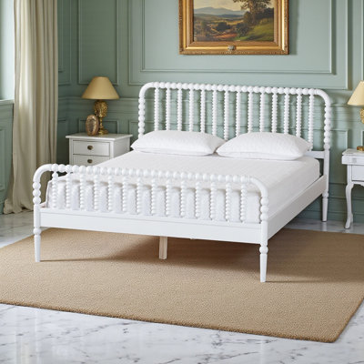 Vance White Finish Full Size Bobbin platform Bed, 41.61'' H X 58.20'' W X 79.37'' L