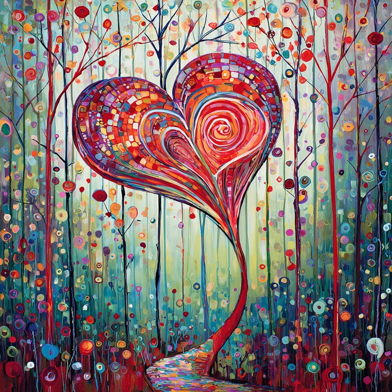 Art mural sur toile Whimsical Heart Flow, L 12 po x H 12 po x P 1 po