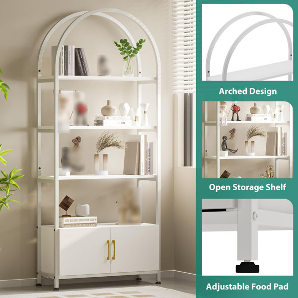 Ebern Designs Arched Bookshelf, Vintage Bookcase Display Racks Tall ...