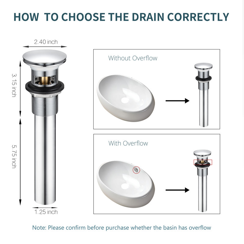 2.4'' W Drain Stopper, Chrome