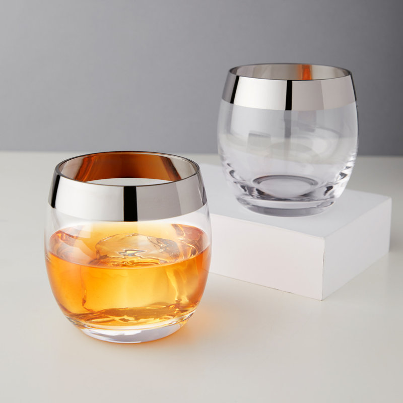 Irving Chrome-Rimmed Crystal Tumblers