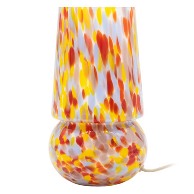 Lampe de table champignon multicolore en verre de style Murano avec gradateur