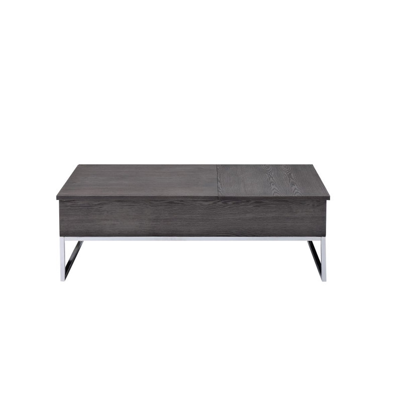 Table basse avec plateau relevable en chêne gris et chrome