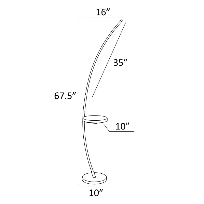 Seine 67.5'' LED Tray Table Floor Lamp with USB, Black