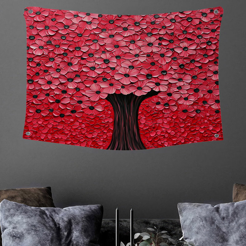 Tapisserie murale fleurs - décoration murale florale, H 88 po x l 104 po