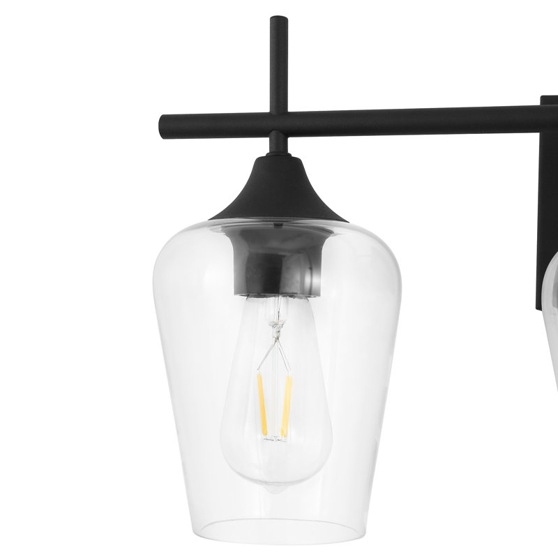 Éclairage de salle de bain à intensité variable 3 lumières Farfan, Noir, Transparent