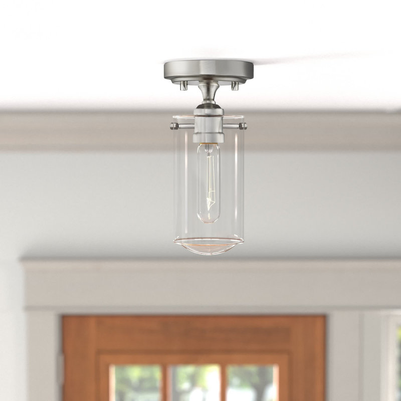Glass Semi Flush Mount, Brushed Nickel