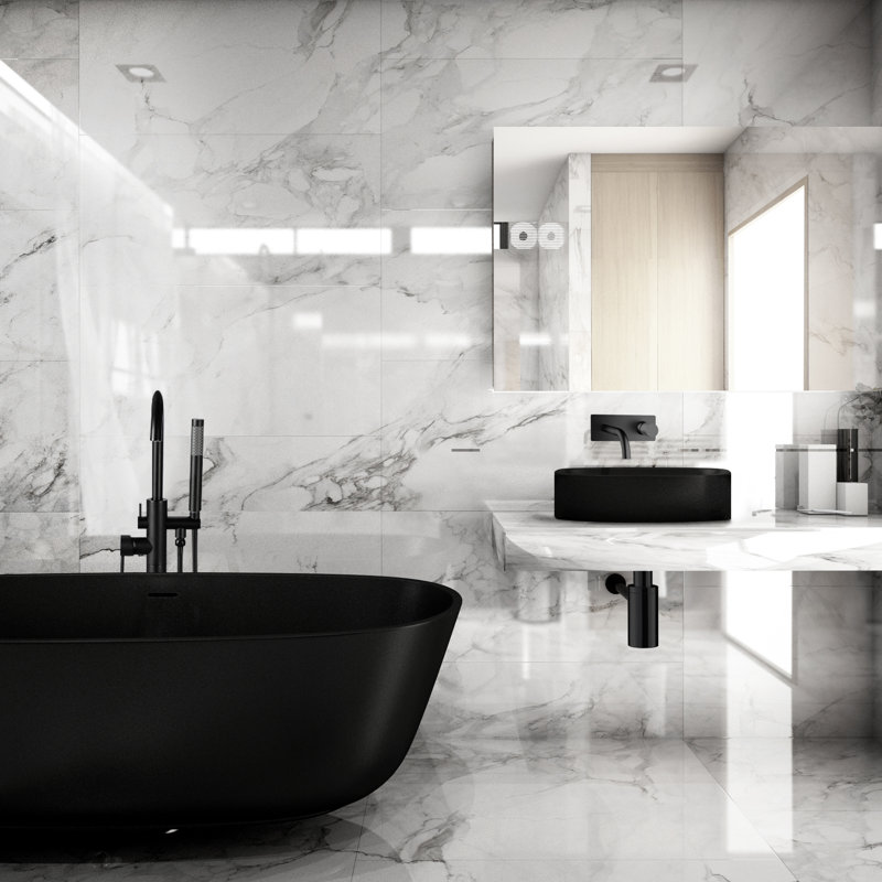 Robinet de salle de bain fixé au mur, Noir mat
