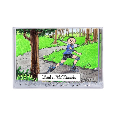 Personalized Rollerblading - Male Snow Globe Frame Gift