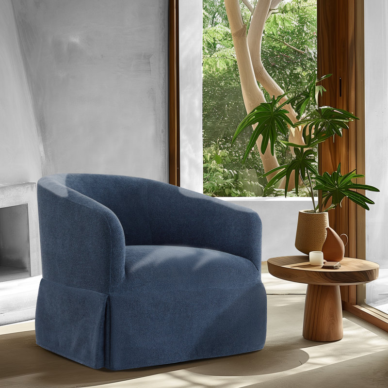 Fauteuil pivotant avec housse, Polyester bleu