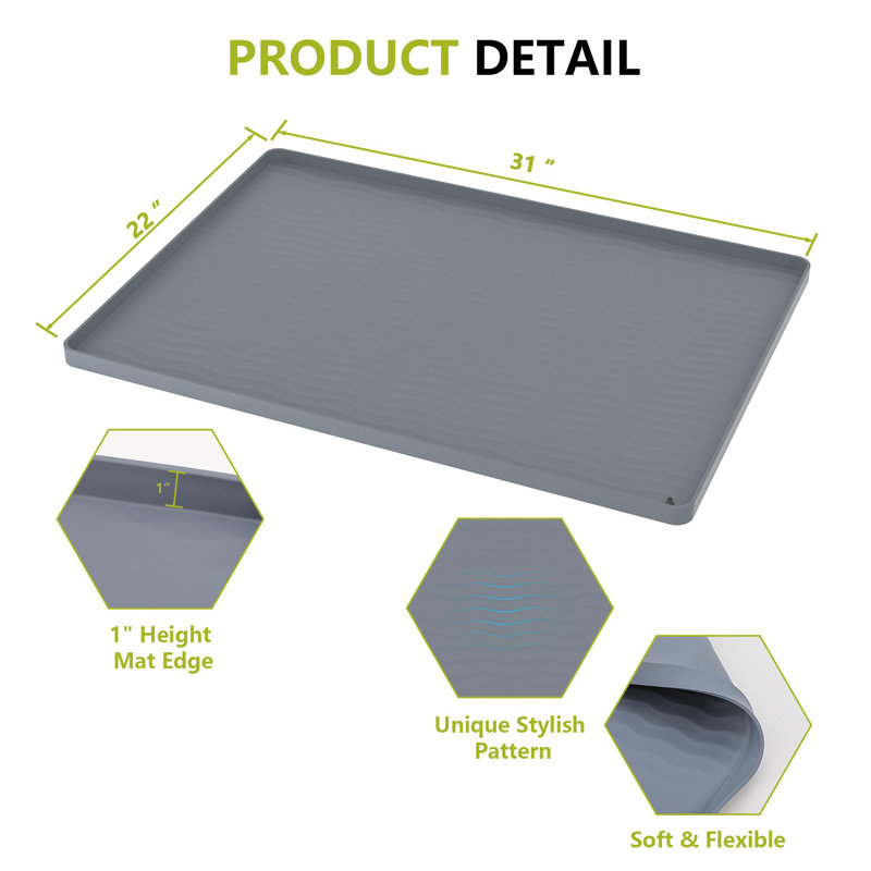31‘’ W x 22'' D Under-Sink Silicone Tray, Waterproof & Oil-Proof Cabinet Protector Tray for Kitchen Sink