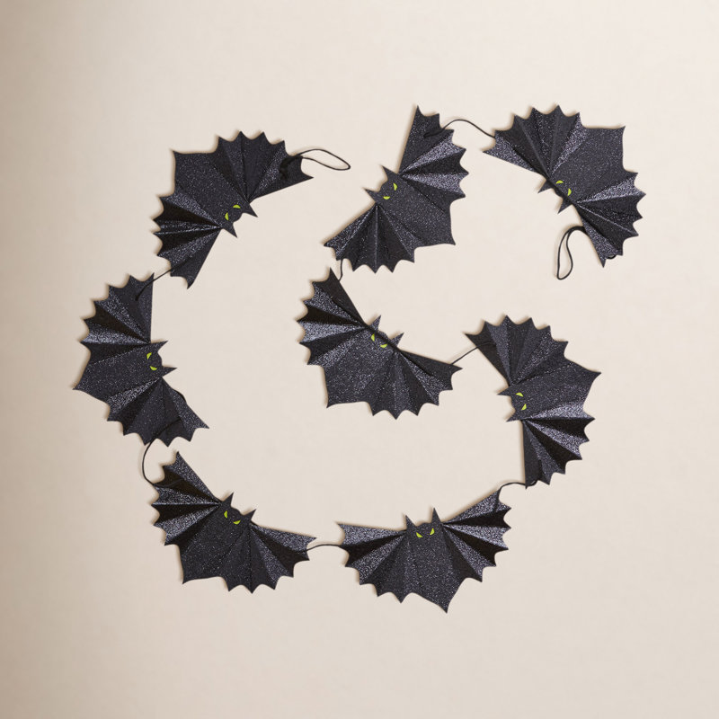 Bat Paper Garland Black Halloween