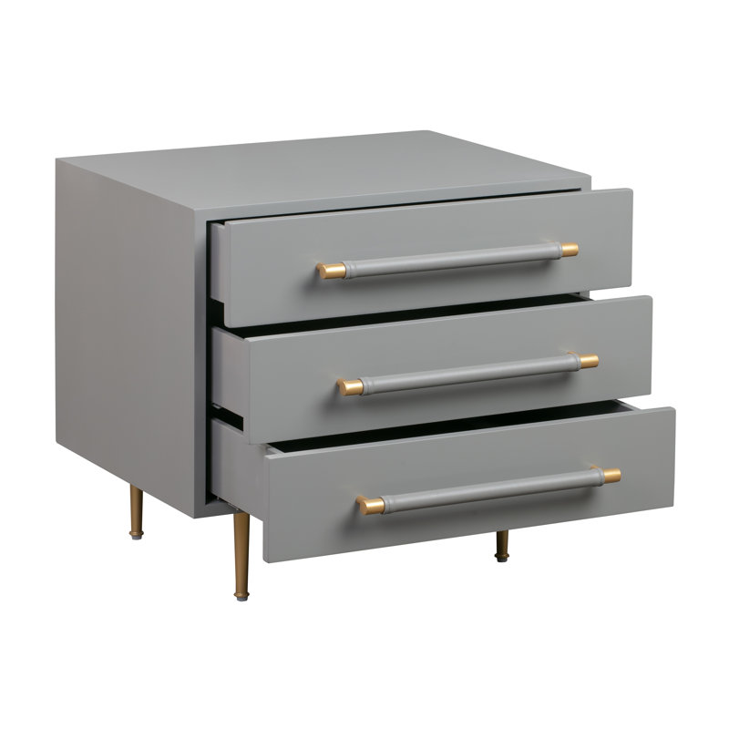 Trident-Nightstand-UK 71.1cm W Bedside Table, Grey