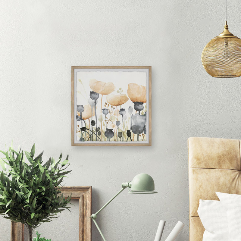 Orange And Black Buds - Single Picture Frame Painting, 61cm H x 61cm W x 3.81cm D