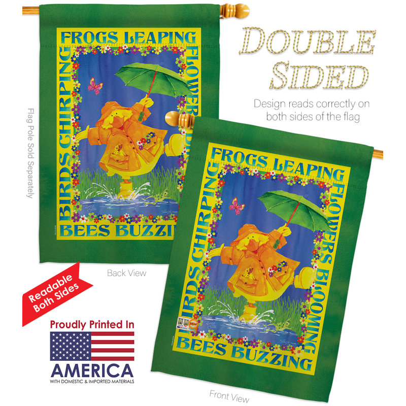 Caneton à ressorts 2 faces en polyester 40 po x 28 po Ensemble de drapeaux