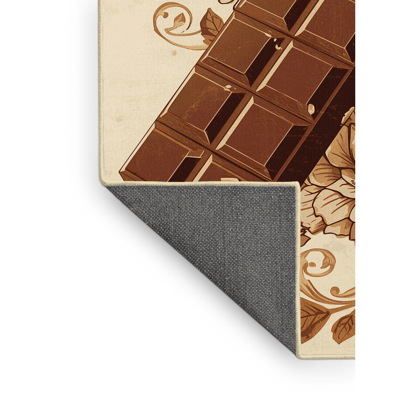 Tapis floral beige moelleux et moelleux à motif floral chocolat, 5 x 8